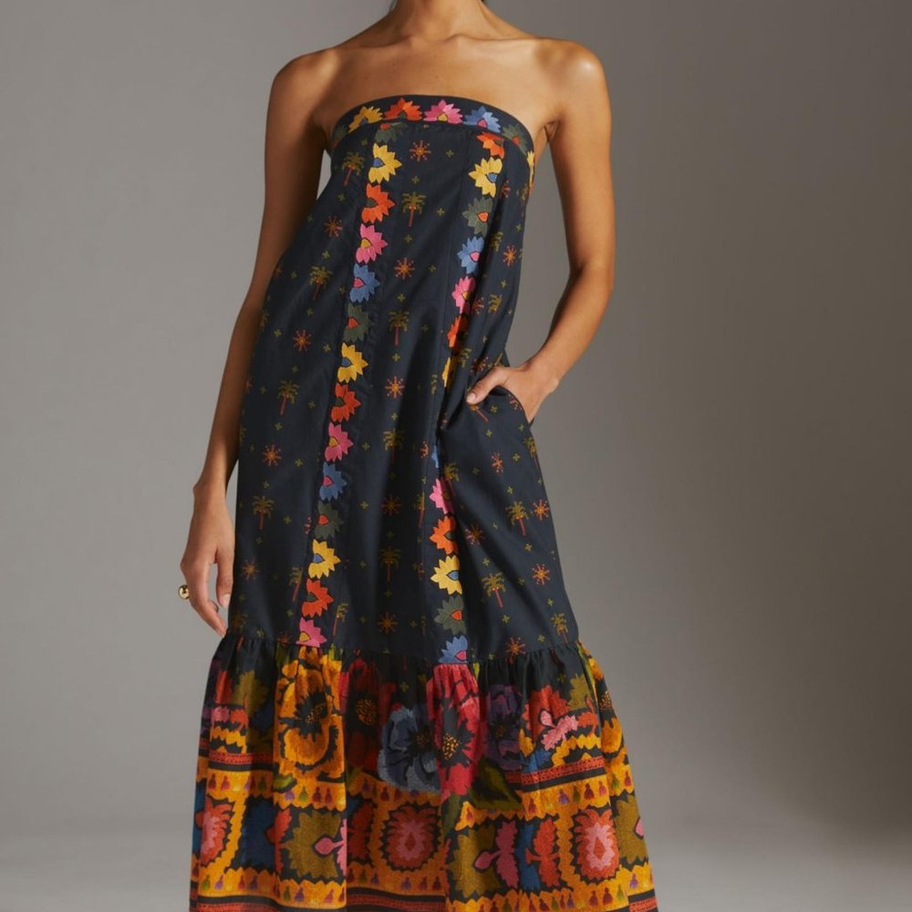 FARM Rio Multicolor Strapless Maxi Dress